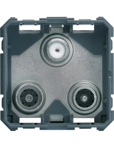 Prise TV + FM + SAT gallery triple directe 1 entrée 2 modules HAGER WXF256