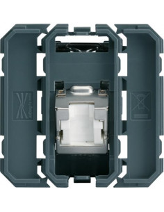 Prise RJ45 gallery cat.6A STP 2 modules incliné a 45° HAGER WXF233
