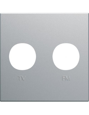 Enjoliveur prise TV+FM gallery 2 modules titane HAGER WXD253T