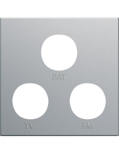 Enjoliveur prise TV+FM+SAT gallery 2 modules titane HAGER WXD256T