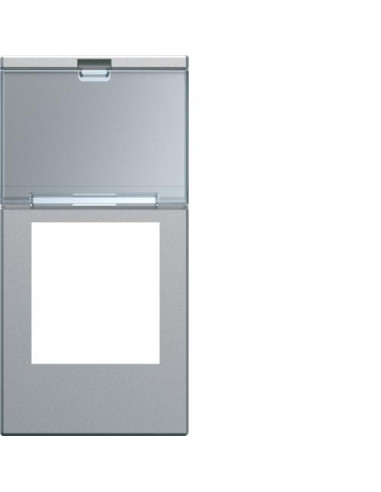 Enjoliveur prise RJ45 gallery avec porte-étiquette 1 module titane HAGER WXD205T