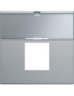 Enjoliveur prise RJ45 gallery avec porte-étiquette 2 modules titane HAGER WXD206T