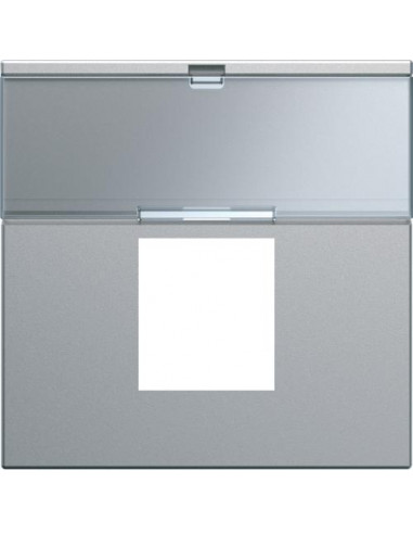Enjoliveur prise RJ45 gallery avec porte-étiquette 2 modules titane HAGER WXD206T