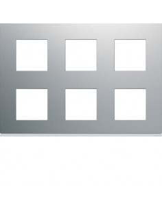 Plaque gallery plastique peint 2x3x2 modules titane HAGER WXP0186