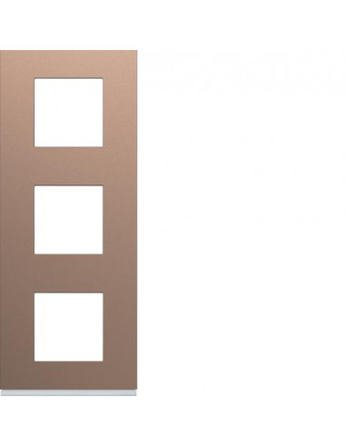 Plaque gallery plastique peint 3 postes verticale 71mm rosé HAGER WXP0543