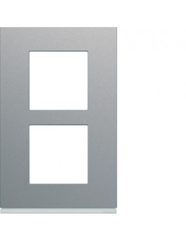 Plaque gallery plastique peint 2 postes verticale 57mm titane HAGER WXP0122