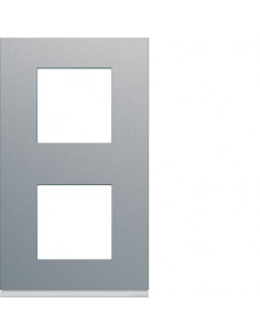 Plaque gallery plastique peint 2 postes verticale 71mm titane HAGER WXP0142