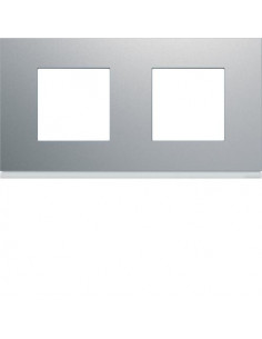 Plaque gallery plastique peint 2 postes horizontale 71mm titane HAGER WXP0112