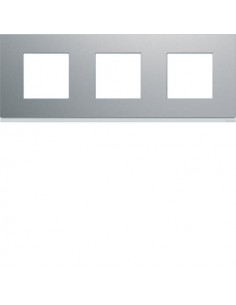 Plaque gallery plastique peint 3 postes horizontale 71mm titane HAGER WXP0113