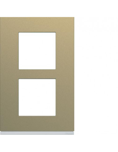 Plaque gallery plastique peint 2 postes verticale 57mm champagne HAGER WXP0422