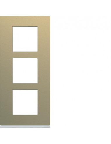 Plaque gallery plastique peint 3 postes verticale 57mm champagne HAGER WXP0423