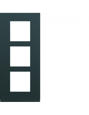 Plaque gallery plastique peint 3 postes verticale 57mm anthracite HAGER WXP1023