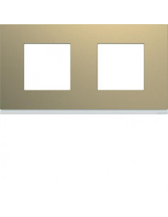 Plaque gallery plastique peint 2 postes horizontale 71mm champagne HAGER WXP0412