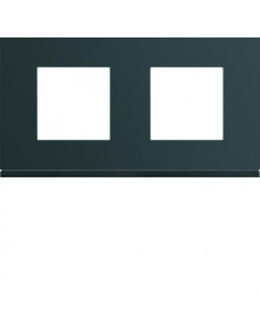 Plaque gallery plastique peint 2 postes horizontale 71mm anthracite HAGER WXP1012