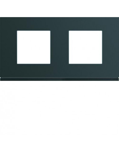 Plaque gallery plastique peint 2 postes horizontale 71mm anthracite HAGER WXP1012