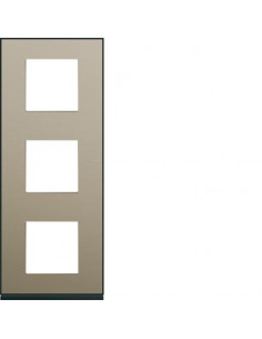 Plaque gallery 3 postes verticale 71mm placage bronze HAGER WXP2243