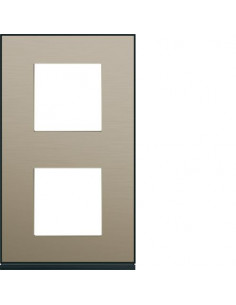 Plaque gallery 2 postes verticale 71 mm placage bronze HAGER WXP2242