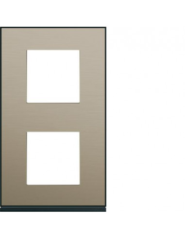 Plaque gallery 2 postes verticale 71 mm placage bronze HAGER WXP2242