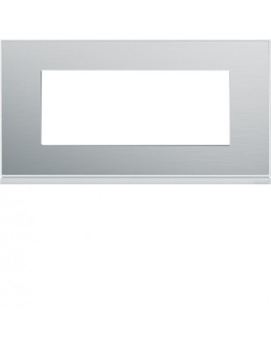 Plaque gallery 5 modules entraxe 71mm placage aluminium HAGER WXP2005
