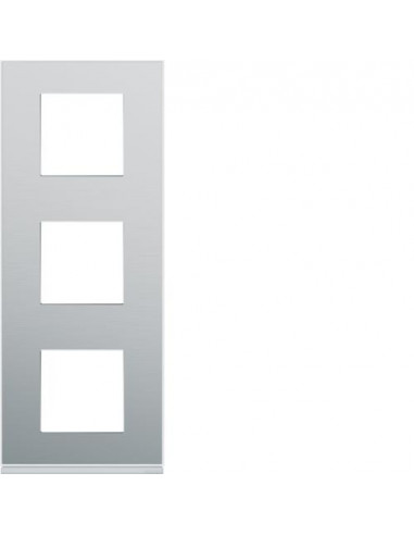 Plaque gallery 3 postes verticale 71mm placage aluminium HAGER WXP2043