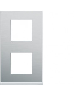 Plaque gallery 2 postes verticale 71 mm placage aluminium HAGER WXP2042