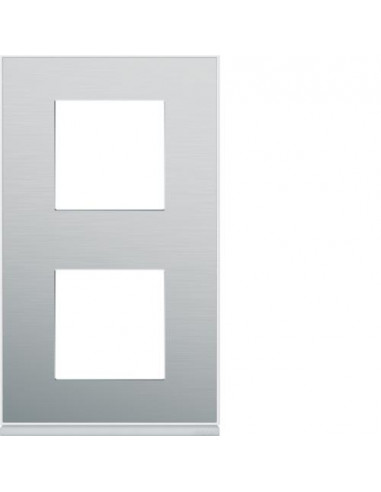 Plaque gallery 2 postes verticale 71 mm placage aluminium HAGER WXP2042