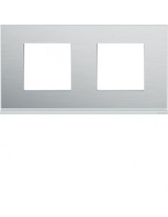 Plaque gallery 2 postes horizontale 71mm placage aluminium HAGER WXP2012