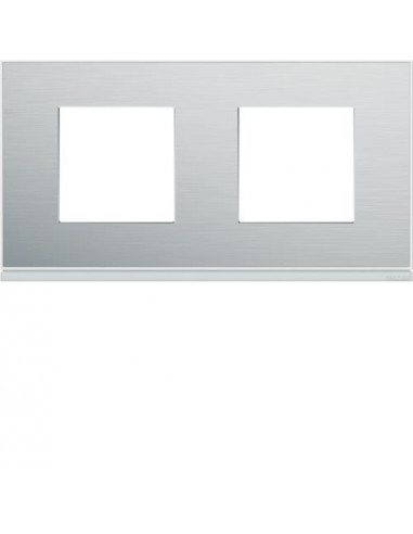Plaque gallery 2 postes horizontale 71mm placage aluminium HAGER WXP2012