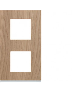 Plaque gallery 2 postes verticale 71mm matiere oak wood HAGER WXP4742