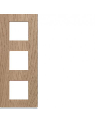 Plaque gallery 3 postes verticale 71mm matiere oak wood HAGER WXP4743