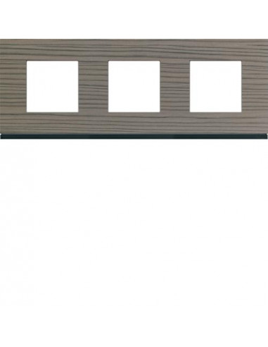 Plaque gallery 3 postes horizontale 71mm matiere grey wood HAGER WXP4813