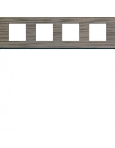 Plaque gallery 4 postes horizontale 71mm matiere grey wood HAGER WXP4814