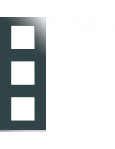 Plaque gallery 3 postes verticale 71mm matiere mirror glass HAGER WXP5043