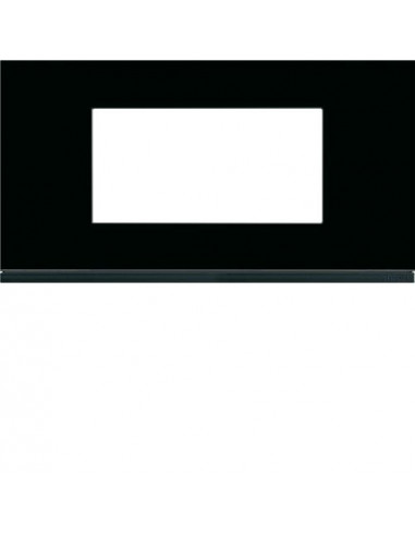 Plaque gallery 4 modules entraxe 71mm matiere midnight glass HAGER WXP4104