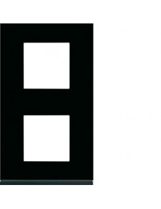Plaque gallery 2 postes verticale 71mm matiere midnight glass HAGER WXP4142