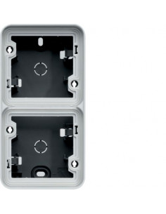 Boîte double verticale vide cubyko associable gris IP55 HAGER WNA686