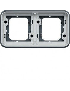 cubyko Support d'encastrement double horizontale associable gris IP55 HAGER WNA402