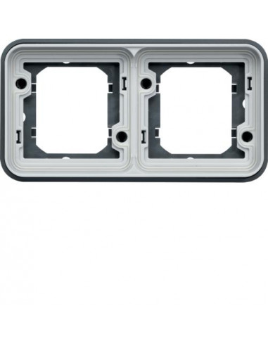 cubyko Support d'encastrement double horizontale associable gris IP55 HAGER WNA402