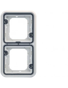 cubyko Support d'encastrement double verticale associable blanc IP55 HAGER WNA408B