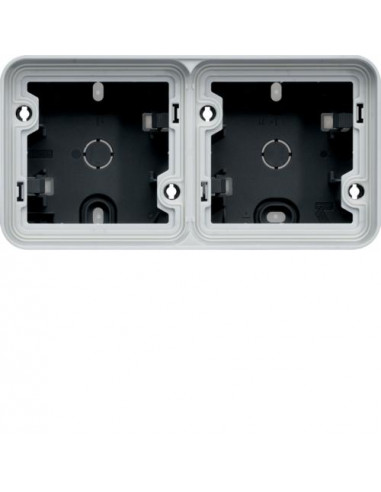 cubyko Boîte double horizontale vide avec 2 entrées associable gris IP55 HAGER WNA682