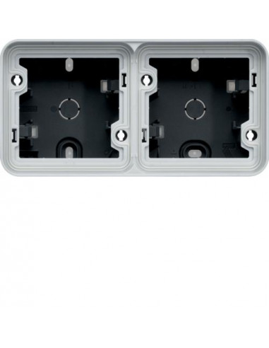 cubyko Boîte double horizontale vide avec 4 entrées associable gris IP55 HAGER WNA685