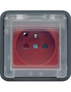 cubyko Prise 2P+T à détrompage associable gris IP55 HAGER WNA105