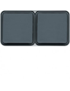 cubyko Prise double horizontale 2P+T saillie gris IP55 HAGER WNC122