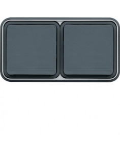 cubyko Prise double horizontale 2P+T encastré gris IP55 HAGER WNE122