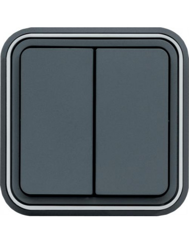 cubyko Double interrupteur va-et-vient encastré gris IP55 HAGER WNE040