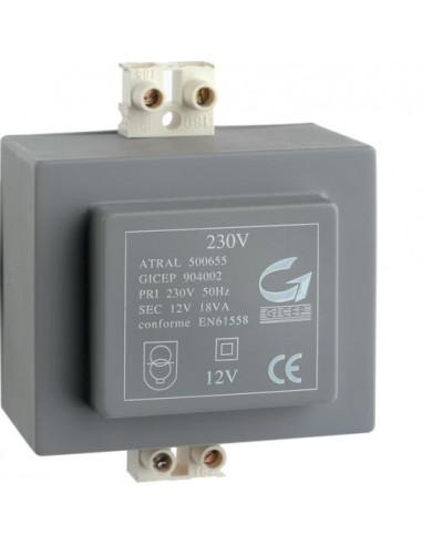 Transformateur d'alimentation 230V / 12V 18VA HAGER A7901