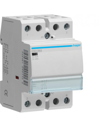 Contacteur 63A. 2F. 24V HAGER ESD263