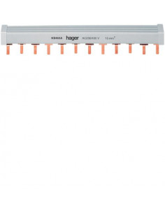 Barre de pontage 3P+N 63A languette 10mm² 12 Modules HAGER KB463A 2