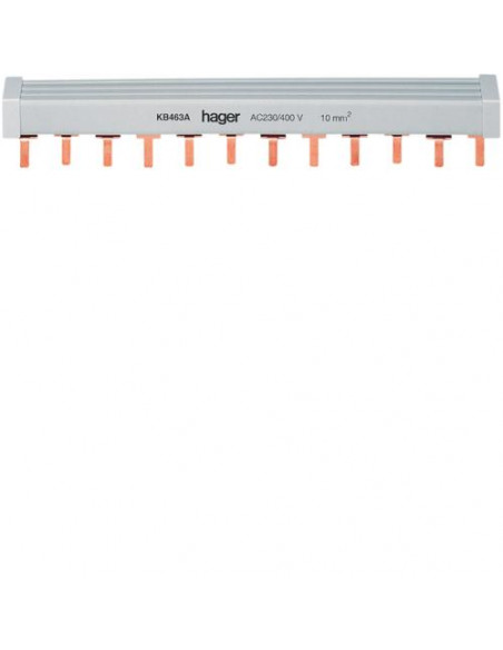 Barre de pontage 3P+N 63A languette 10mm² 12 Modules HAGER KB463A