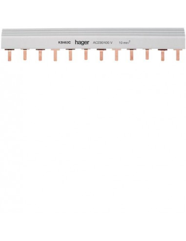 Barre de pontage 3P+N 63A languette 10mm² 24 Modules HAGER KB463C